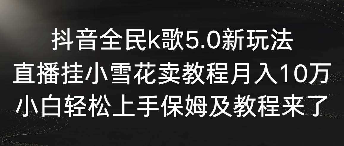 抖音全民k歌5.0新玩法，直播挂小雪花卖教程月入10万，小白轻松上手，保…-先锋思维