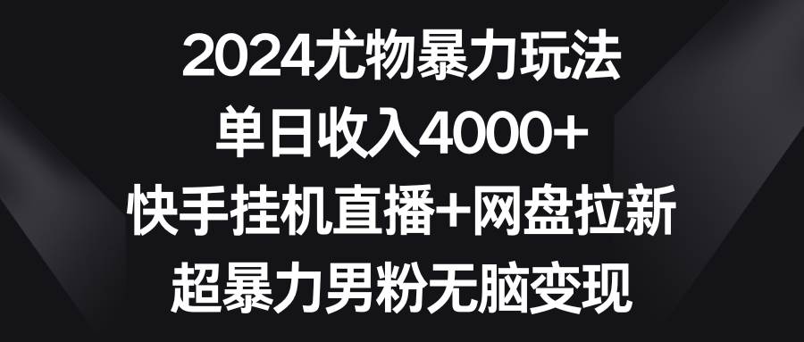 2024尤物暴力玩法 单日收入4000+快手挂机直播+网盘拉新 超暴力男粉无脑变现-先锋思维