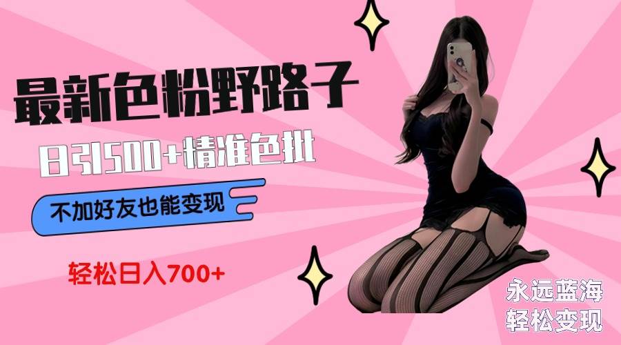 最新色粉变现野路子，日引500+老色批 可不加好友直接变现 小白轻松日入700+-先锋思维
