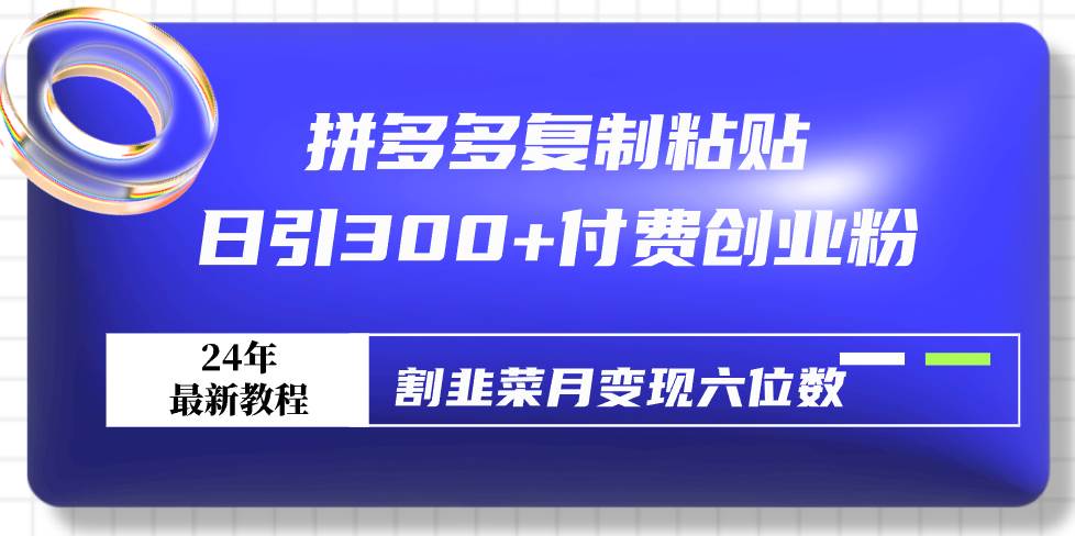 拼多多复制粘贴日引300+付费创业粉，割韭菜月变现六位数最新教程！-先锋思维