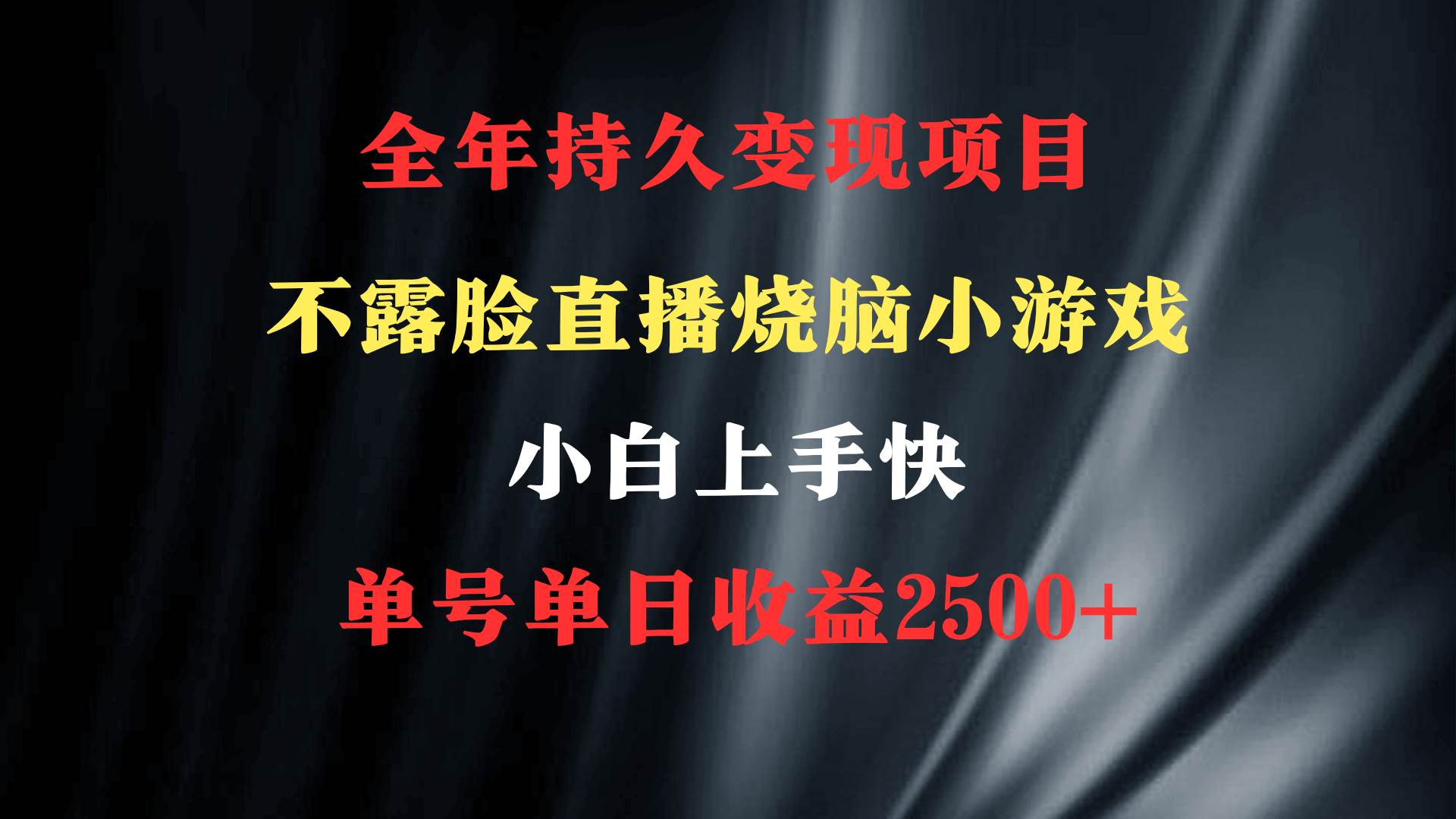 2024年 最优项目，烧脑小游戏不露脸直播  小白上手快 无门槛 一天收益2500+-先锋思维