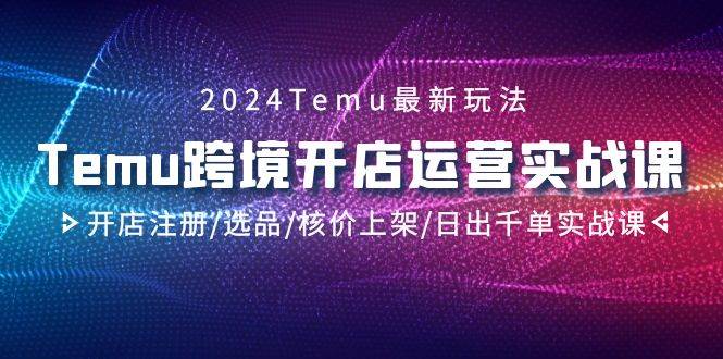 2024Temu跨境开店运营实战课，开店注册/选品/核价上架/日出千单实战课-先锋思维