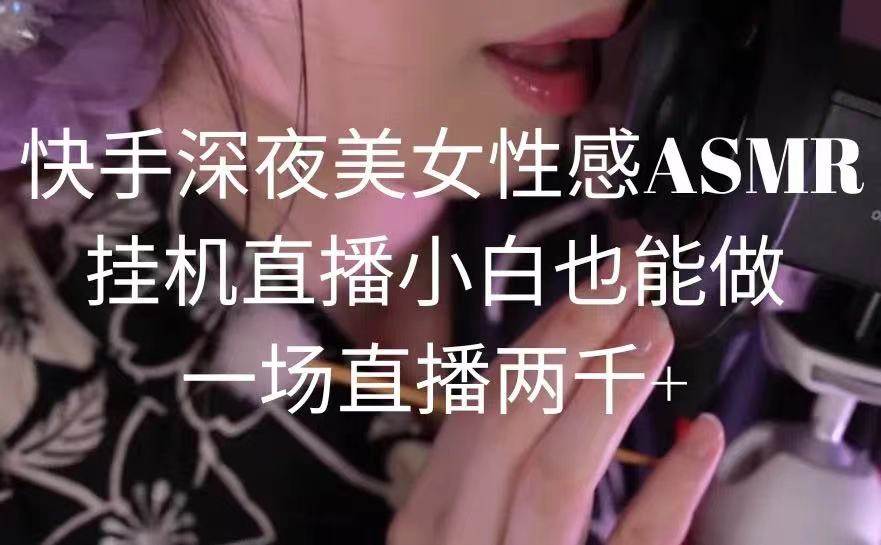 快手深夜美女性感ASMR挂机直播，小白也能做，一场直播两千+-先锋思维