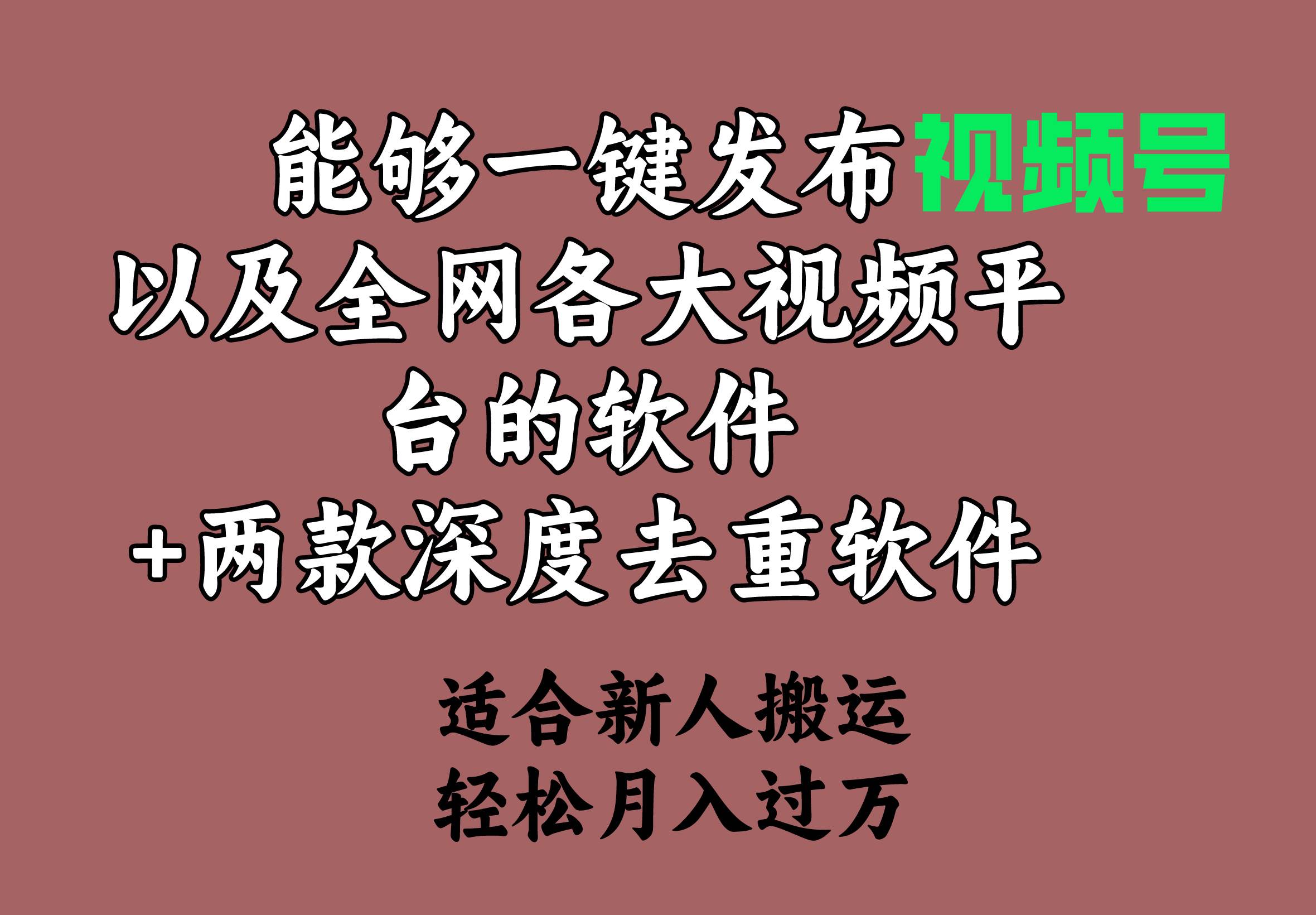 能够一键发布视频号以及全网各大视频平台的软件+两款深度去重软件 适合…-先锋思维