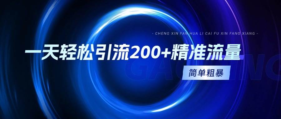 一天轻松引流200+精准流量，简单粗暴，一看就会-先锋思维