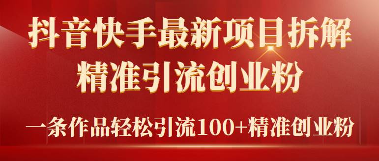 2024年抖音快手最新项目拆解视频引流创业粉，一天轻松引流精准创业粉100+-先锋思维