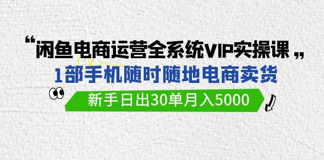 闲鱼电商运营全系统VIP实战课，1部手机随时随地卖货，新手日出30单月入5000-先锋思维