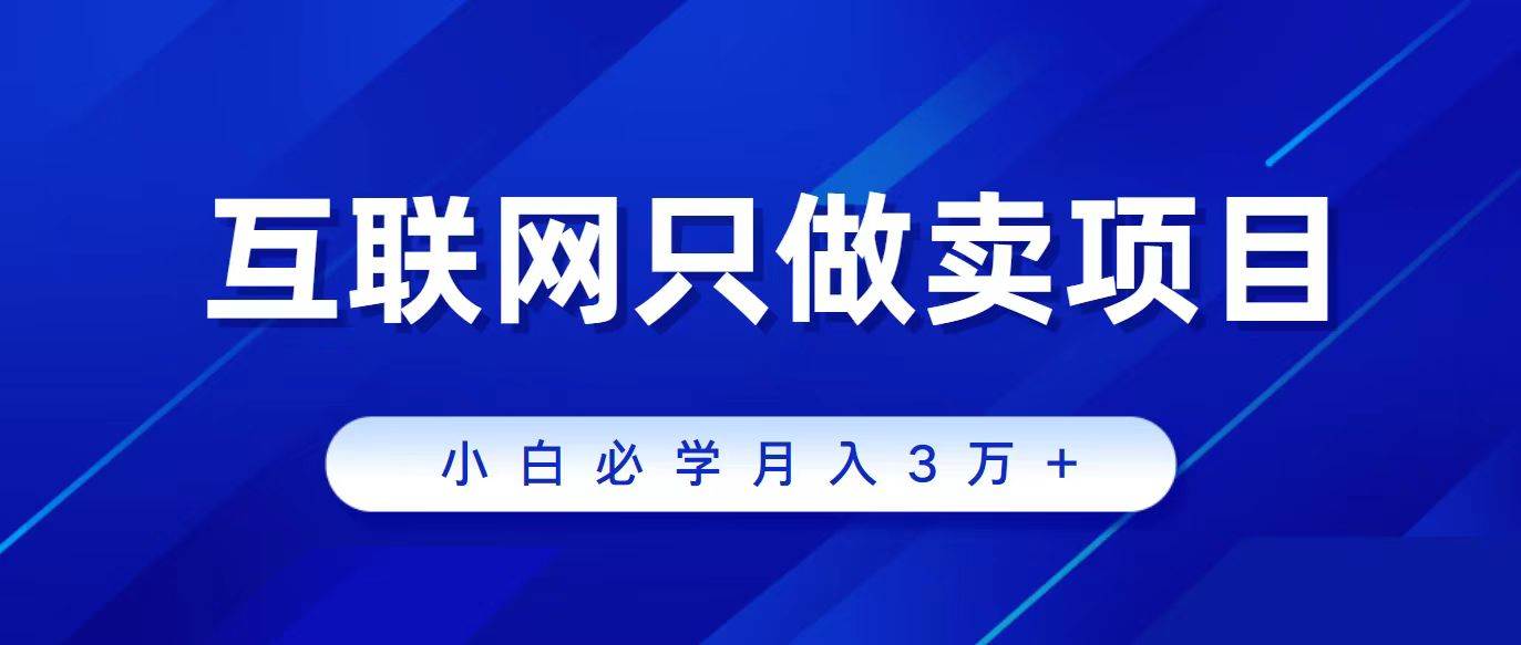 互联网的尽头就是卖项目，被割过韭菜的兄弟们必看！轻松月入三万以上！-先锋思维
