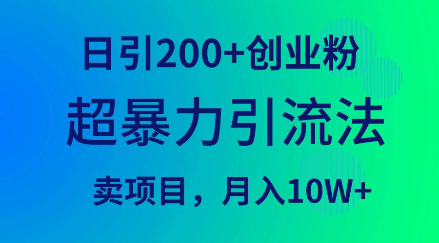超暴力引流法，日引200+创业粉，卖项目月入10W+-先锋思维