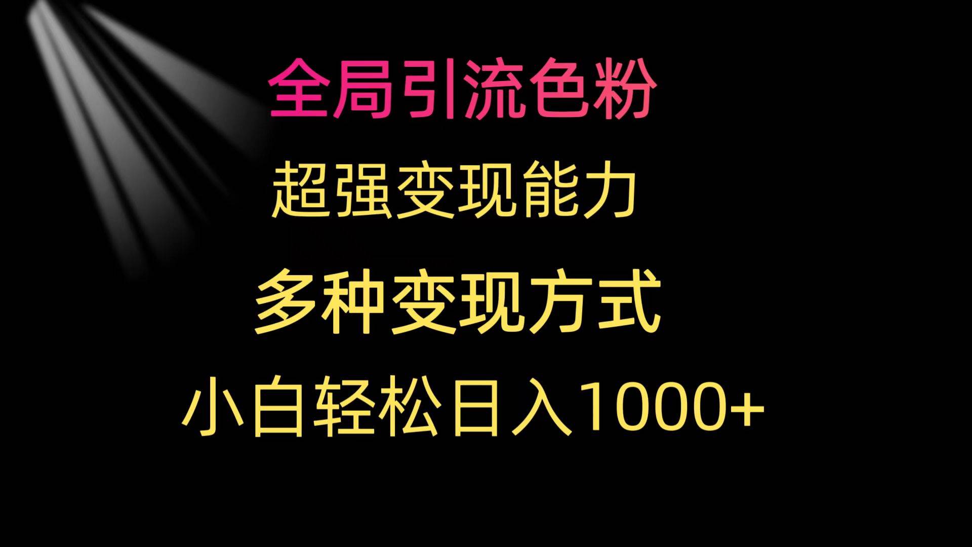 全局引流色粉 超强变现能力 多种变现方式 小白轻松日入1000+-先锋思维