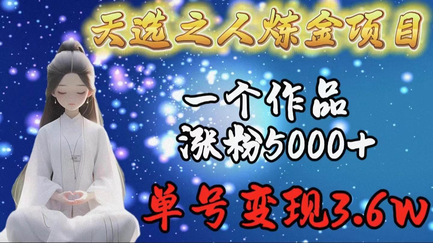 天选之人炼金项目，一个作品涨粉5000+，单号变现3.6w-先锋思维