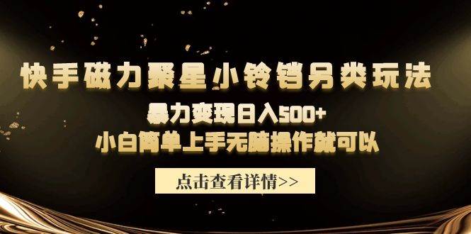 快手磁力聚星小铃铛另类玩法，暴力变现日入500+小白简单上手无脑操作就可以-先锋思维
