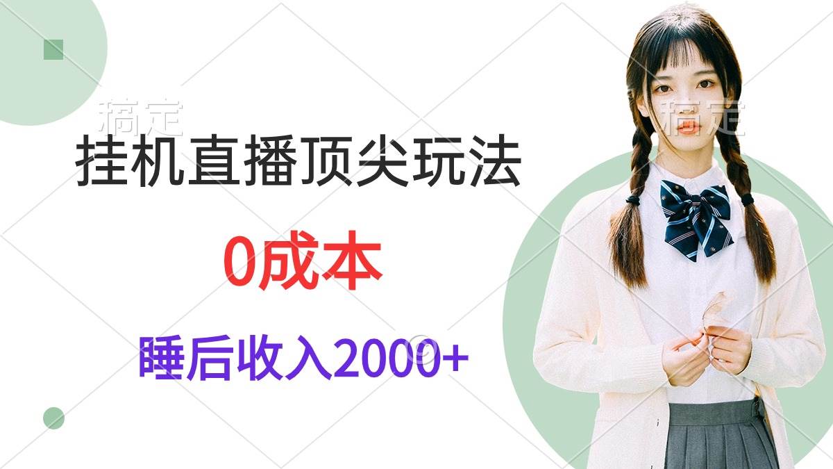 挂机直播顶尖玩法，睡后日收入2000+、0成本，视频教学-先锋思维