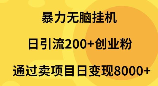 暴力无脑挂机日引流200+创业粉通过卖项目日变现2000+-先锋思维