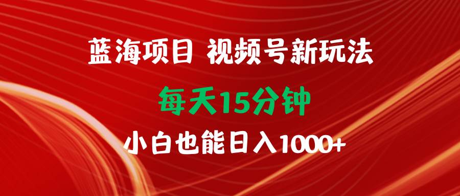 蓝海项目视频号新玩法 每天15分钟 小白也能日入1000+-先锋思维