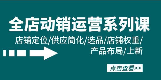 全店·动销运营系列课：店铺定位/供应简化/选品/店铺权重/产品布局/上新-先锋思维