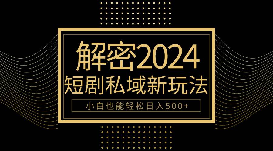 10分钟教会你2024玩转短剧私域变现，小白也能轻松日入500+-先锋思维