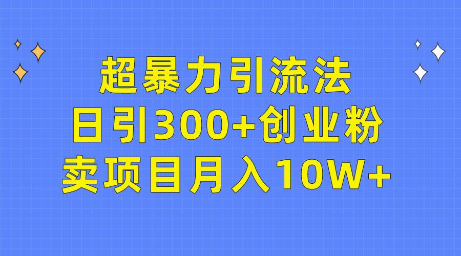 超暴力引流法，日引300+创业粉，卖项目月入10W+-先锋思维