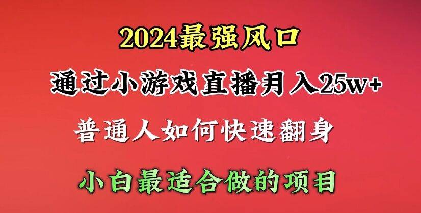 2024年最强风口，通过小游戏直播月入25w+单日收益5000+小白最适合做的项目-先锋思维