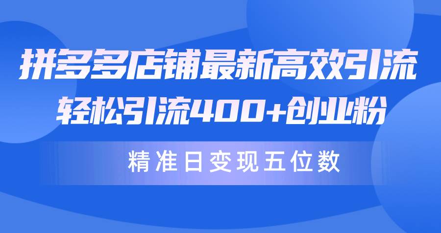 拼多多店铺最新高效引流术，轻松引流400+创业粉，精准日变现五位数！-先锋思维