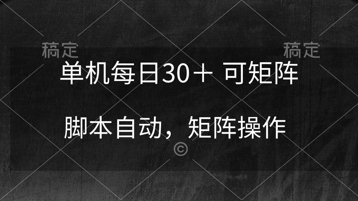 单机每日30＋ 可矩阵，脚本自动 稳定躺赚-先锋思维