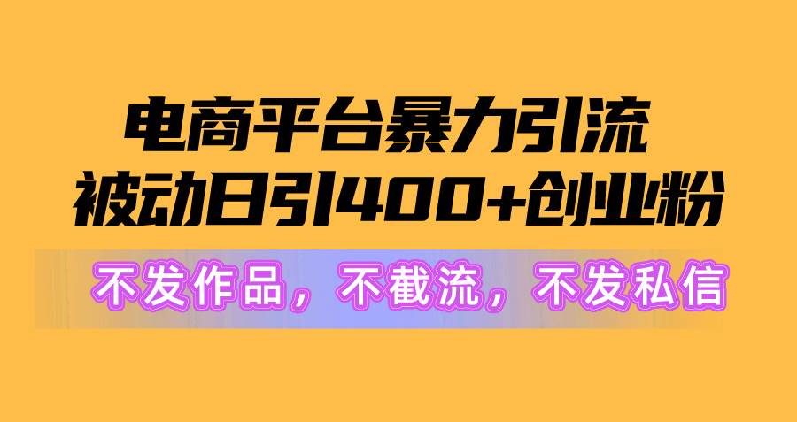 电商平台暴力引流,被动日引400+创业粉不发作品，不截流，不发私信-先锋思维
