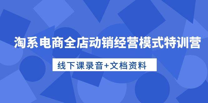 淘系电商全店动销经营模式特训营，线下课录音+文档资料-先锋思维
