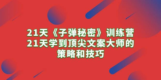 21天《子弹秘密》训练营，21天学到顶尖文案大师的策略和技巧-先锋思维