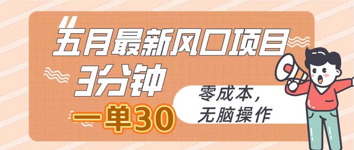 五月最新风口项目，3分钟一单30，零成本，无脑操作-先锋思维