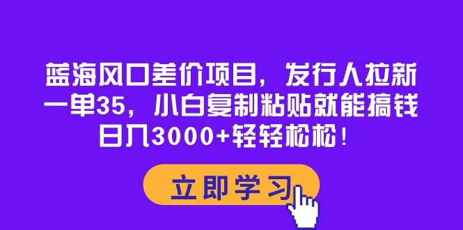 蓝海风口差价项目，发行人拉新，一单35，小白复制粘贴就能搞钱！日入3000+轻轻松松-先锋思维
