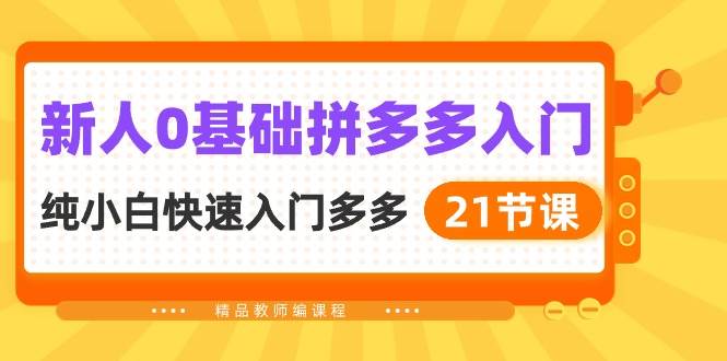 新人0基础拼多多入门，纯小白快速入门多多（21节课）-先锋思维