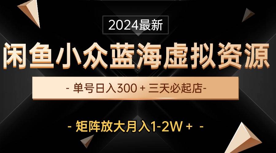 最新闲鱼小众蓝海虚拟资源，单号日入300＋，三天必起店，矩阵放大月入1-2W-先锋思维