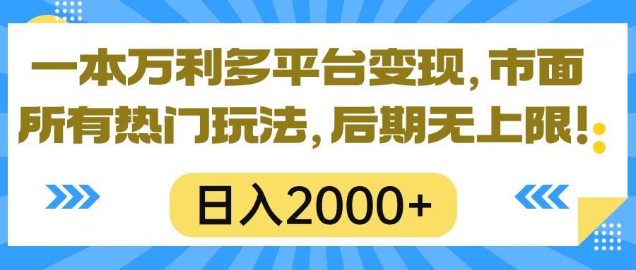一本万利多平台变现，市面所有热门玩法，日入2000+，后期无上限！-先锋思维