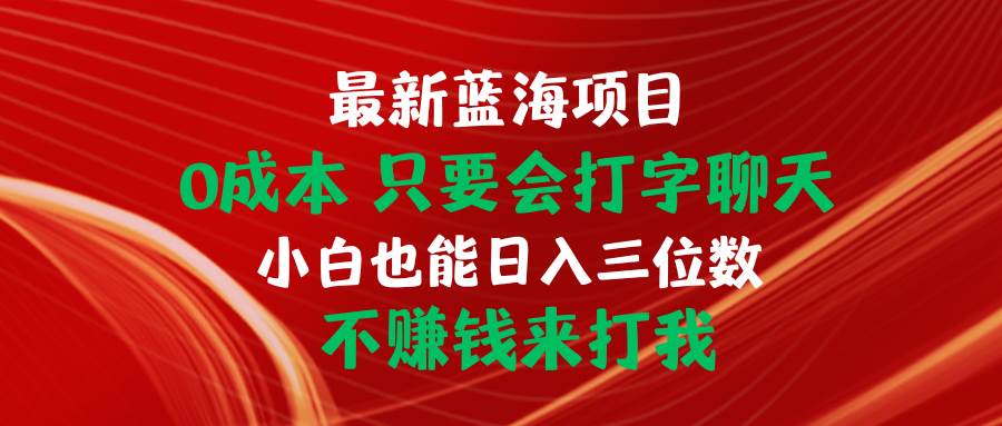 最新蓝海项目 0成本 只要会打字聊天 小白也能日入三位数 不赚钱来打我-先锋思维