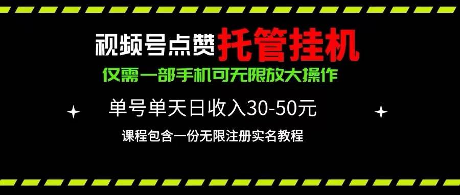 视频号点赞托管挂机，单号单天利润30~50，一部手机无限放大（附带无限…-先锋思维