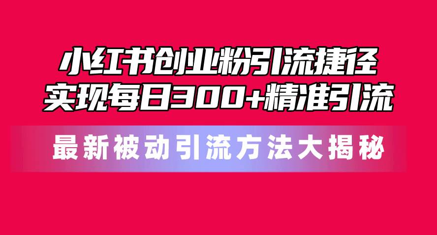 小红书创业粉引流捷径！最新被动引流方法大揭秘，实现每日300+精准引流-先锋思维