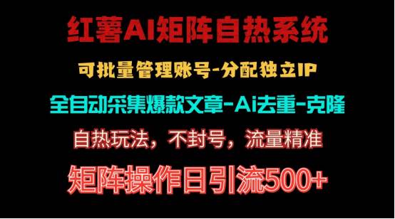 红薯矩阵自热系统，独家不死号引流玩法！矩阵操作日引流500+-先锋思维