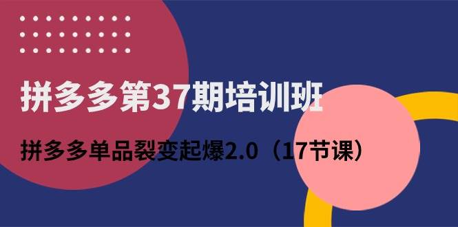 拼多多第37期培训班：拼多多单品裂变起爆2.0（17节课）-先锋思维