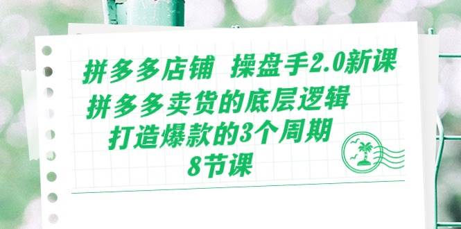拼多多店铺 操盘手2.0新课，拼多多卖货的底层逻辑，打造爆款的3个周期-8节-先锋思维